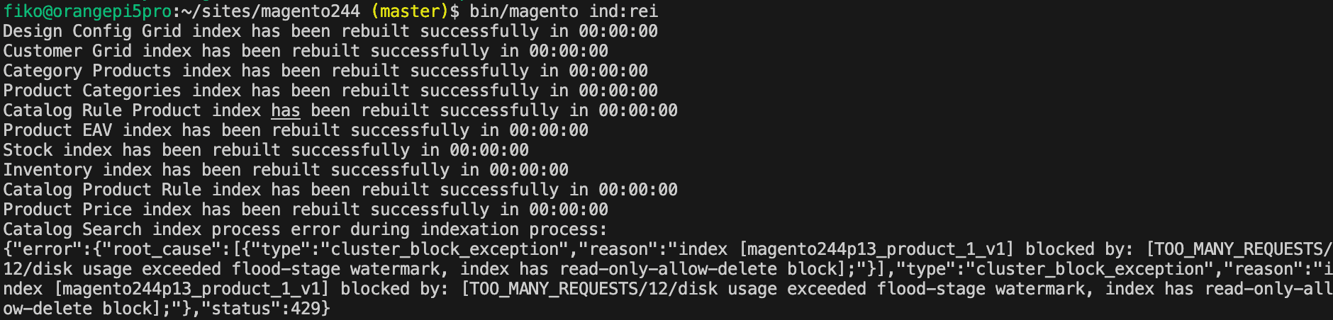 Magento 2 : Fixing Elasticsearch's "TOO_MANY_REQUESTS/12" Error: Flood-Stage Disk Usage